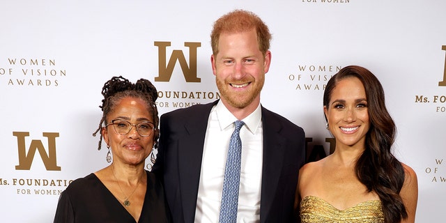 Prince Harry, Meghan Markle and Doria Ragland on the red carpet