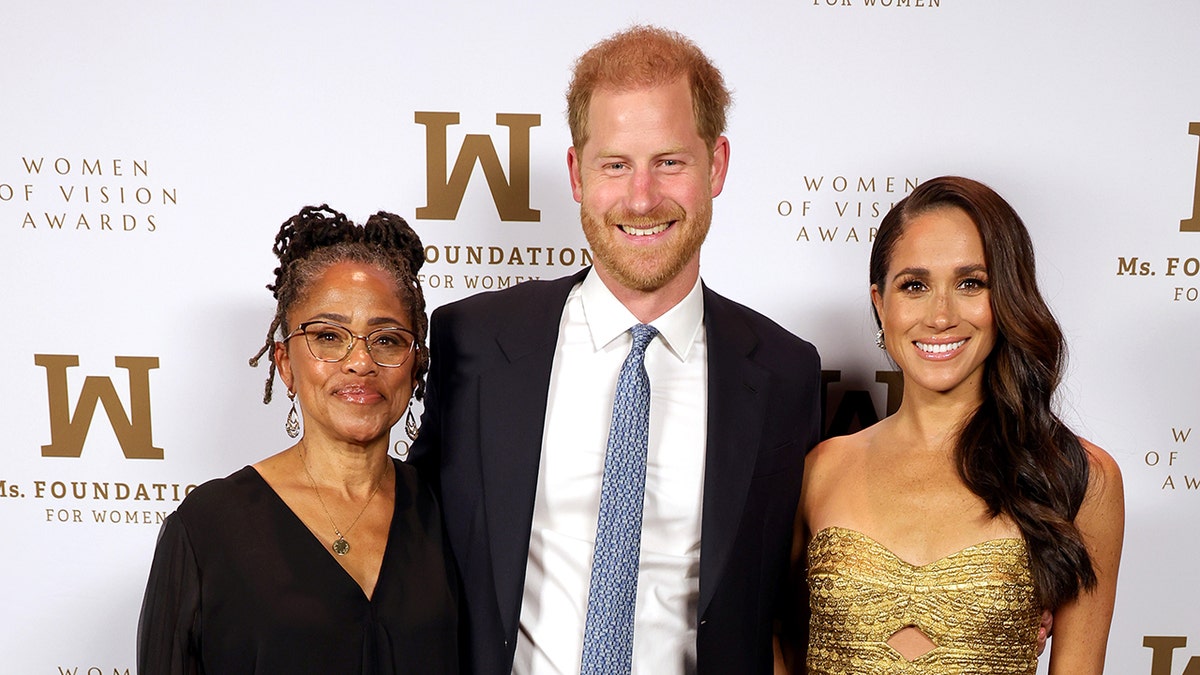 Prince Harry, Meghan Markle and Doria Ragland on the red carpet