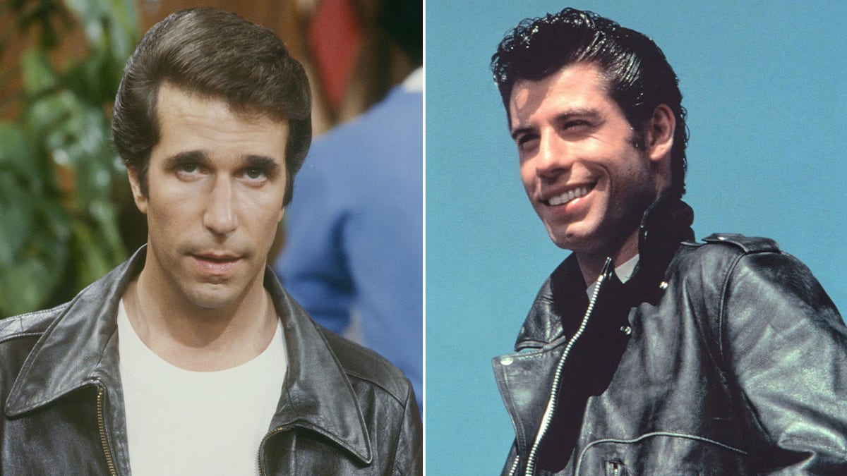 A split image of Henry Winkler and John Travolta