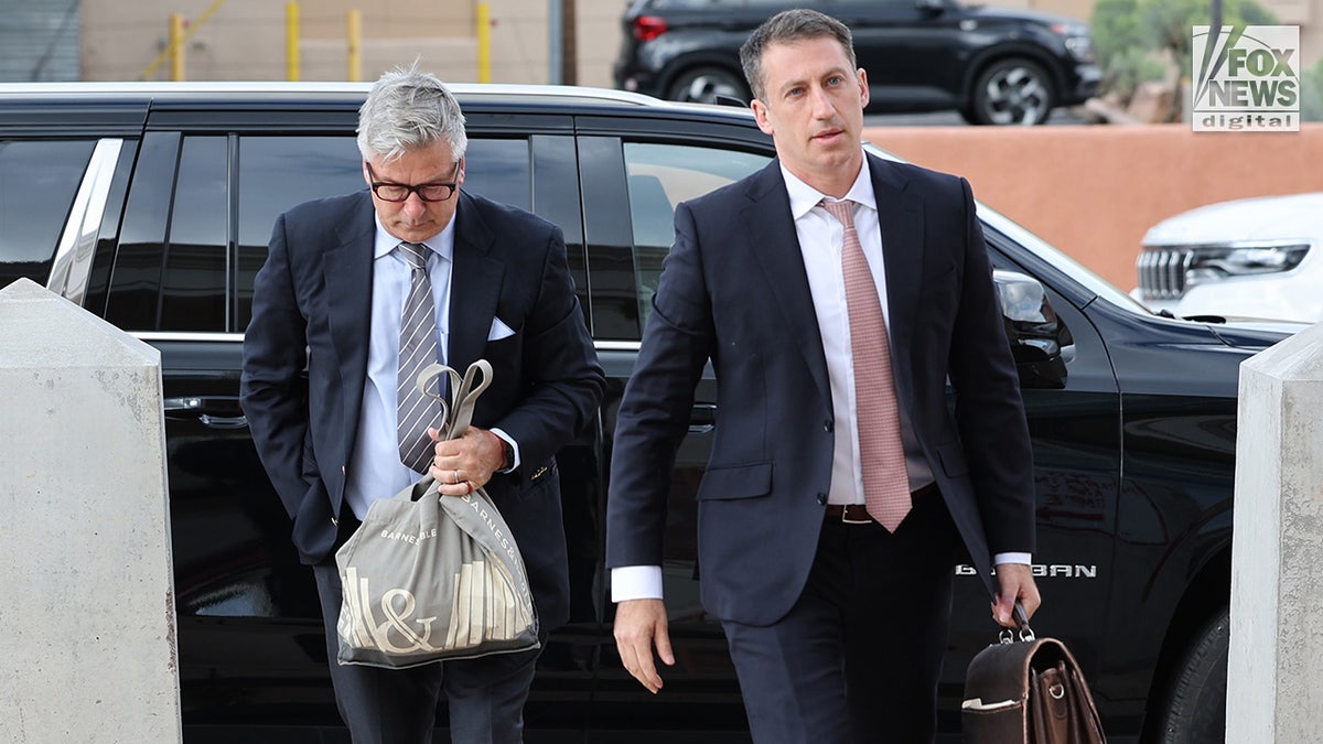 Alec Baldwin arrives at the First Judicial District Court in Santa Fe, New Mexico