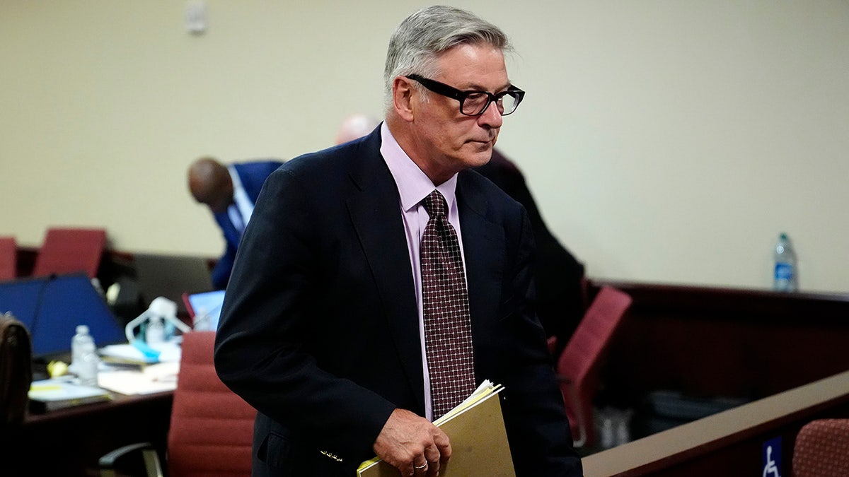 Alec Baldwin exits the courtroom after his hearing in Santa Fe County District Court