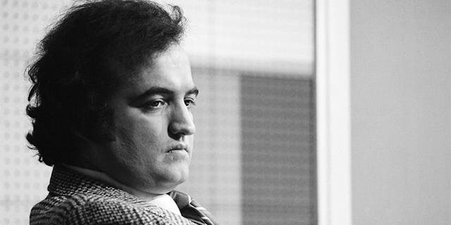 Saturday Night Live star John Belushi in black and white photo