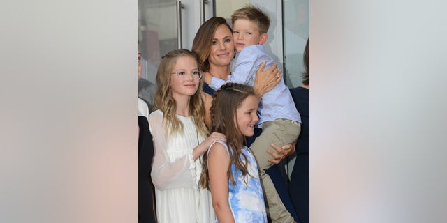 Jennifer Garner with her three kids children Violet, Samuel, and Seraphina during the ceremony honoring the actress with a star on the Hollywood Walk Of Fame on August 20, 2018.