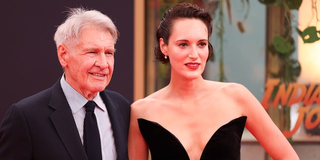 Harrison Ford and Phoebe Waller-Bridge at the premiere of Dial of Destiny in Berlin