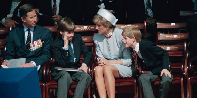 Princess Diana with sons Harry and William, and husband Charles