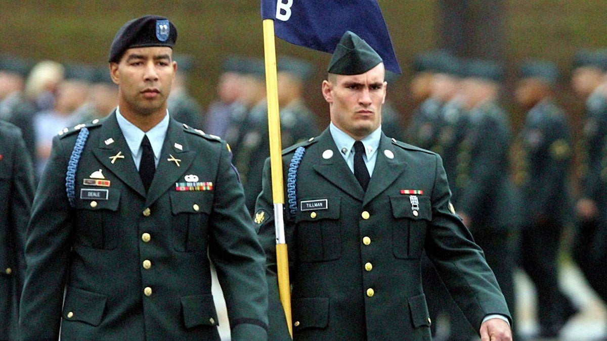 Pat Tillman marching in uniform.