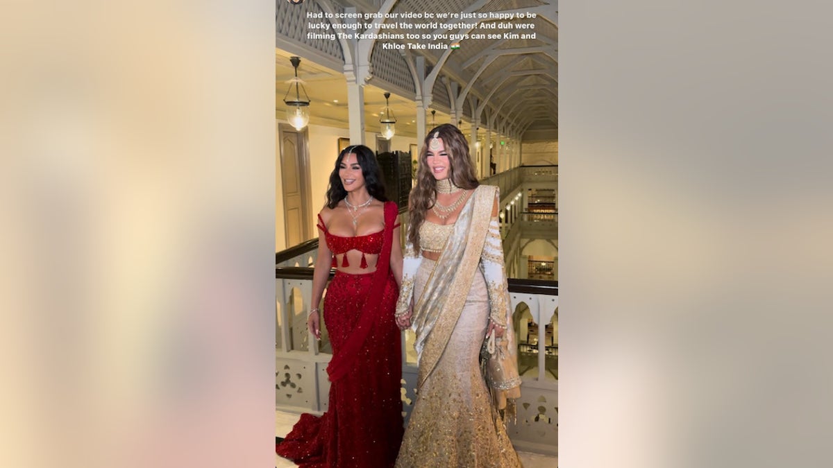 kim and khloe kardashian at indian wedding