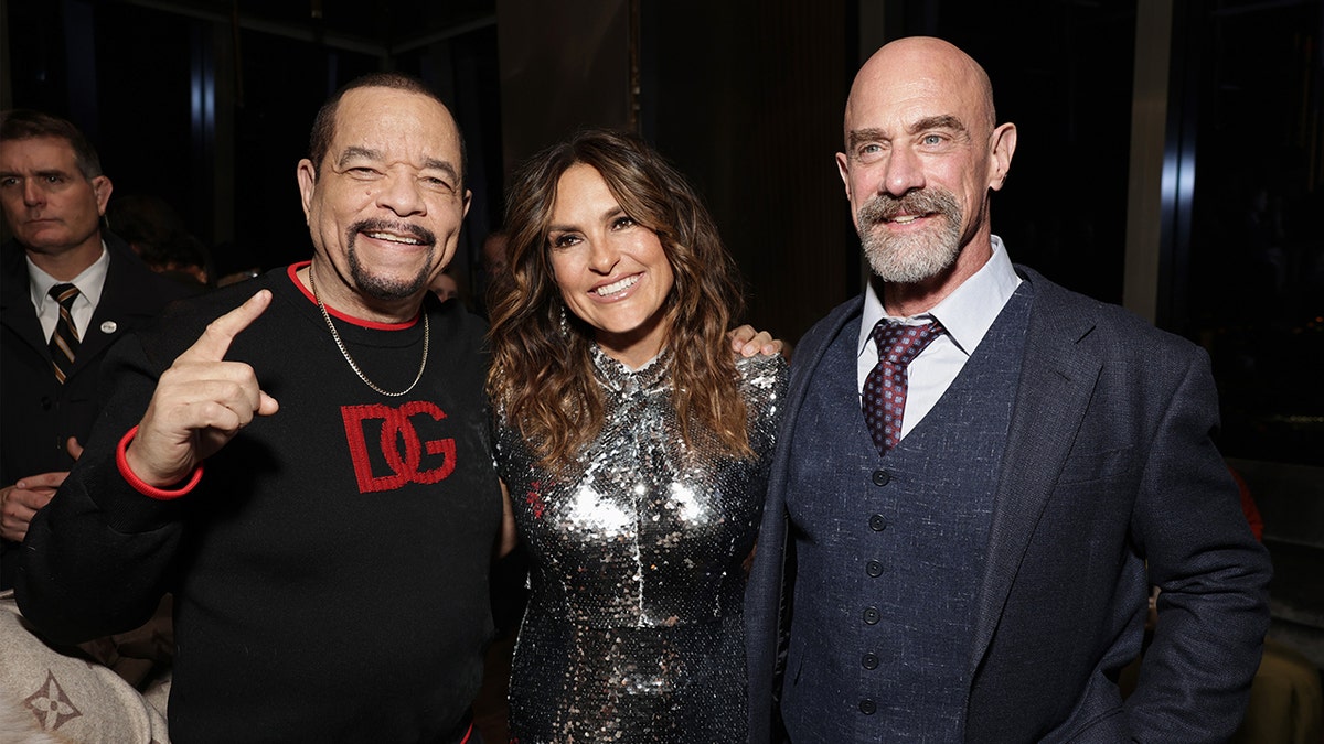 Ice-T, Mariska Hargitay, and Christopher Meloni posing together