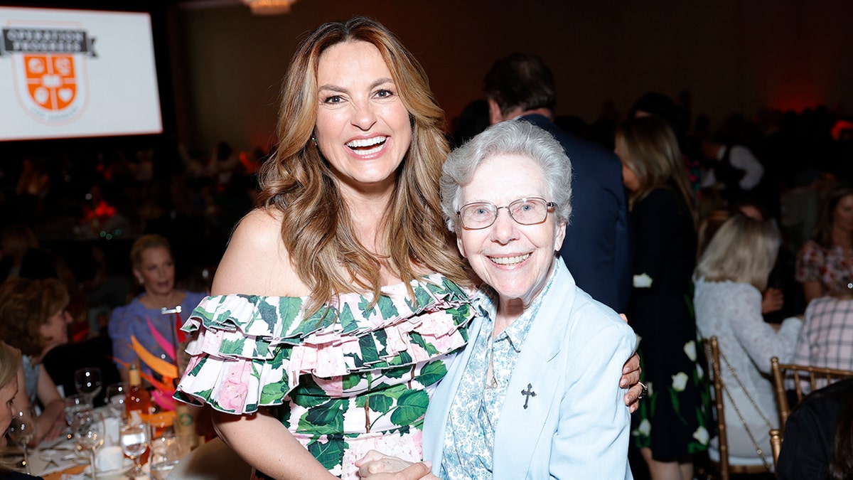 Mariska Hargitay posing with Sister Margaret