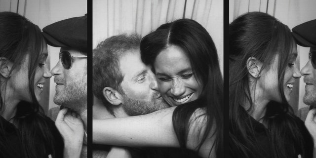 Prince Harry and Meghan Markle in a series of black and white photos promotion for their show 'Harry & Meghan'