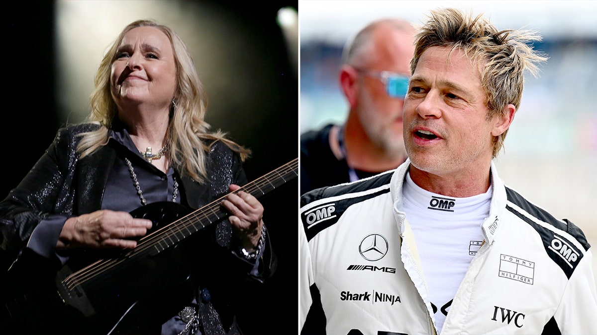 Side by side photos of Melissa Etheridge and Brad Pitt