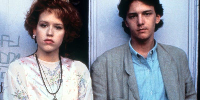 Jon Cryer, Molly Ringwald and Andrew McCarthy on set of "Pretty In Pink" 1986.