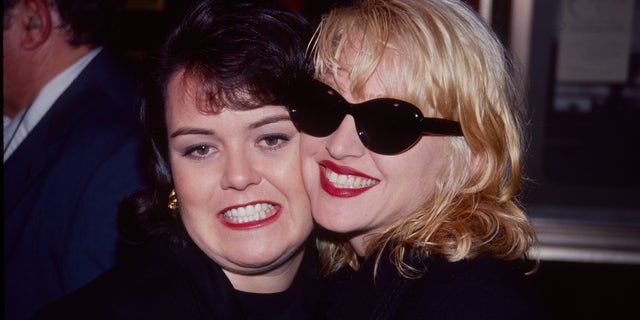 Rosie O'Donnell and Madonna at the premiere of "A League of Their Own"