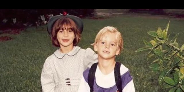 Childhood photo of Aaron Carter and his sister