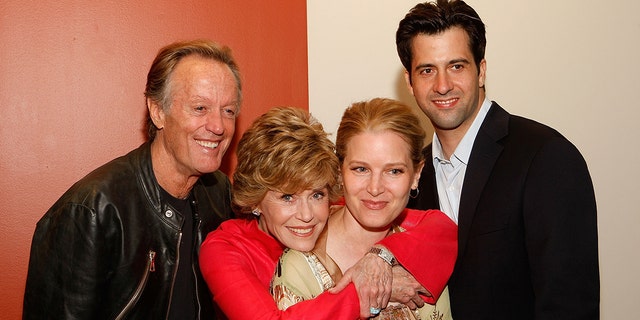 Peter Fonda, Jane Fonda and Bridget Fonda smile with Troy Garity at event in Hollywood