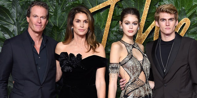 Cindy Crawford, Rande Gerber, Kaia Gerber and Presley Gerber at the Fashion Awards in 2018