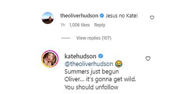 Kate Hudson responds to brother Oliver's tough reaction to topless photos on Instagram