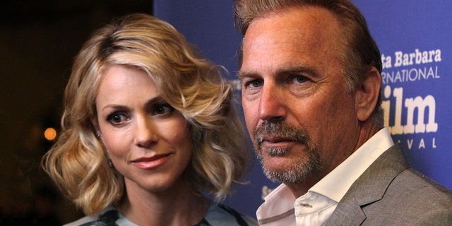 Kevin Costner and Christine Baumgartner walk red carpet at Santa Barbara film festival