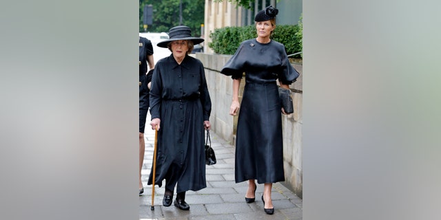 Lady Pamela Hicks and her daughter wearing black at Queen Elizabeth's funeral